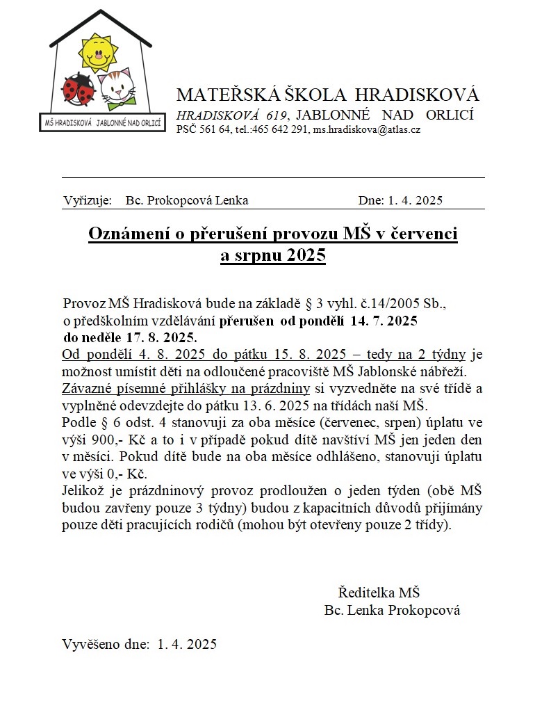 prázdniny hradisková